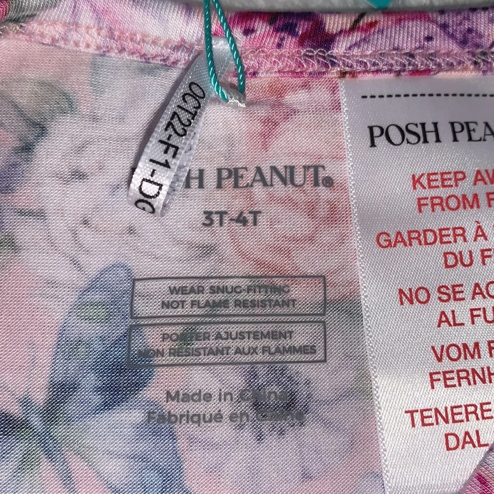 NWT Posh Peanut Lyric 2 pc. Basic Pink Floral Pajama Set 3T-4T